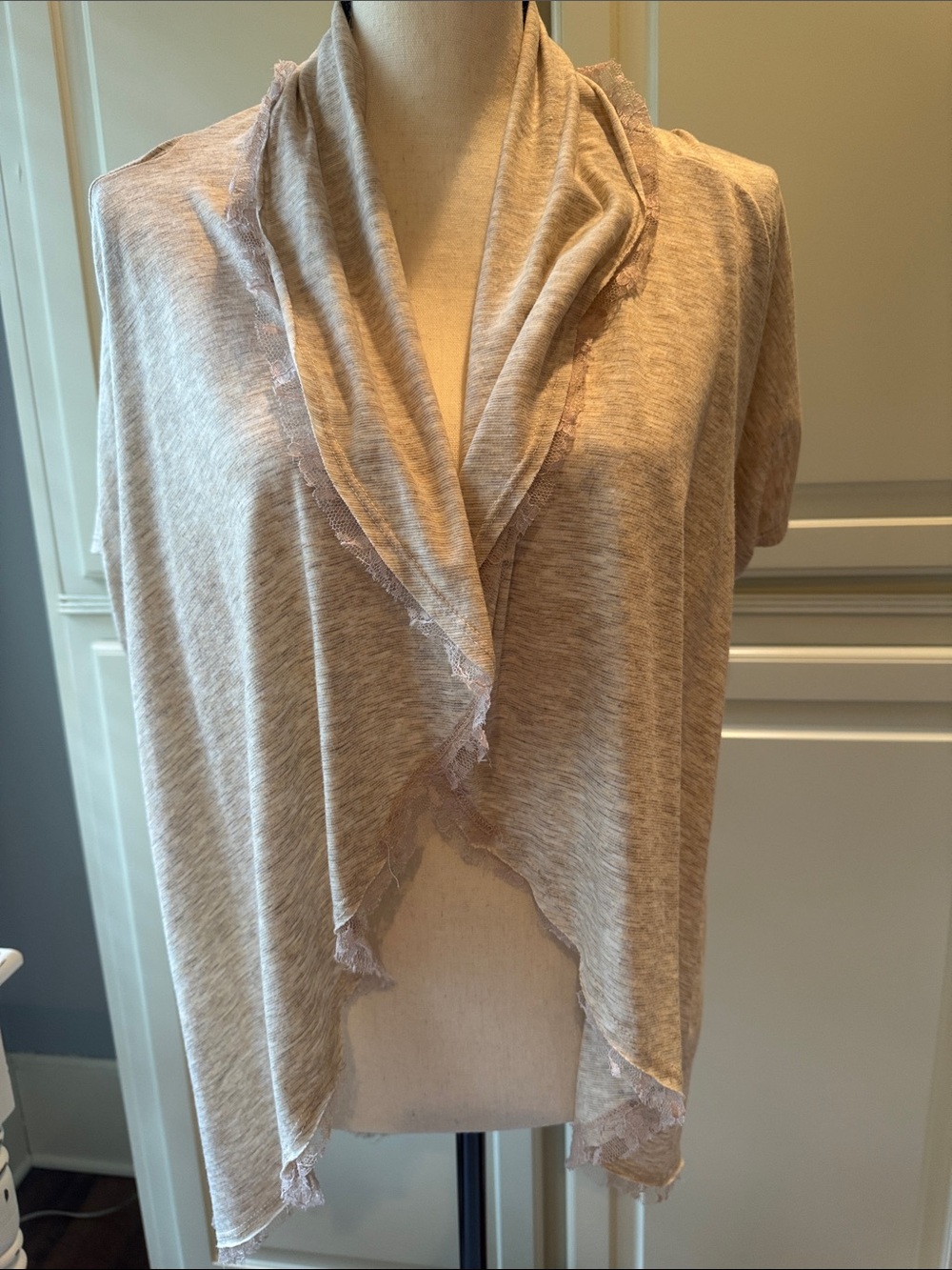Light Taupe Draped Open-Front Women's shirt